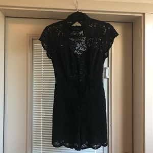 Black Lace Romper - Exposed Back